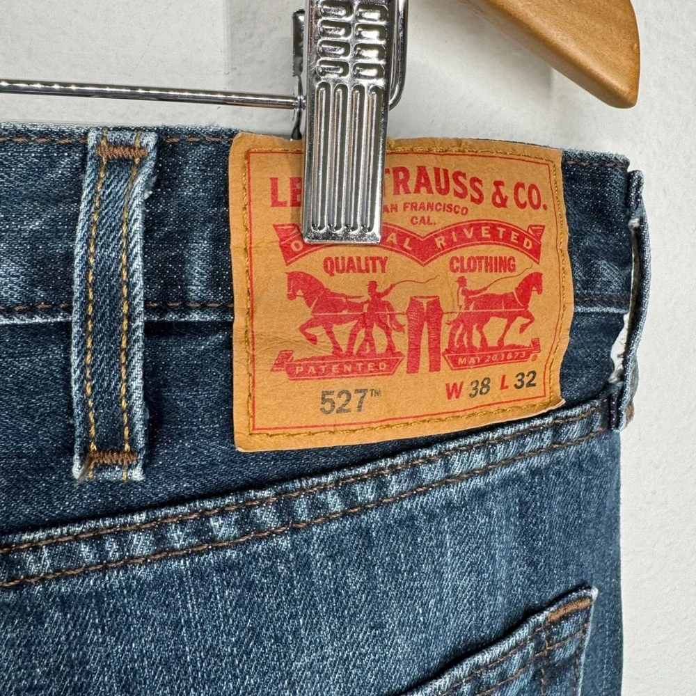 Levis 527 Slim Bootcut Jeans Mens 38x32 Blue Denim‎ Pants 527-0511